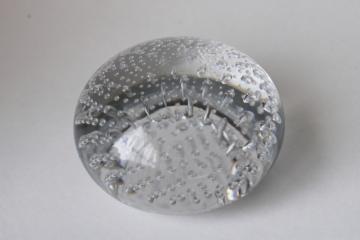 catalog photo of vintage controlled bubbles crystal clear paperweight, so sparkly! 